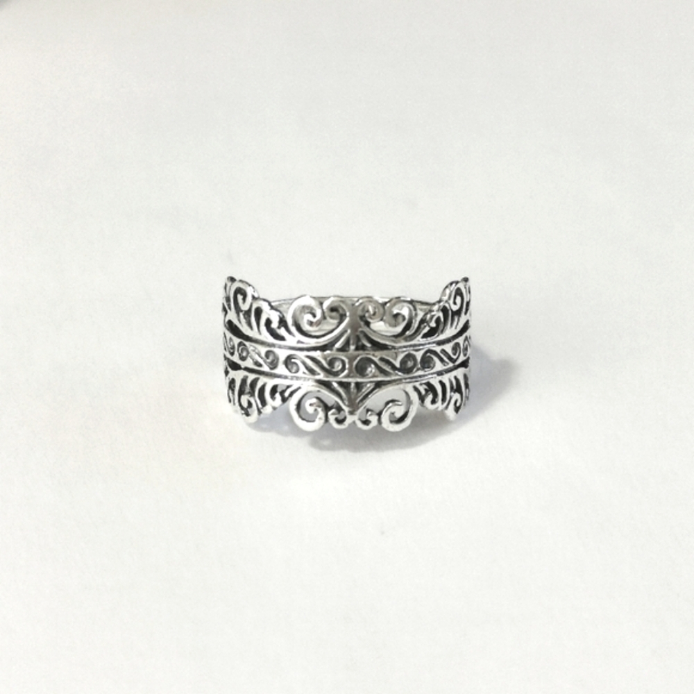 Sterling silver filigree band sz 8 Renaissance revival 🆕